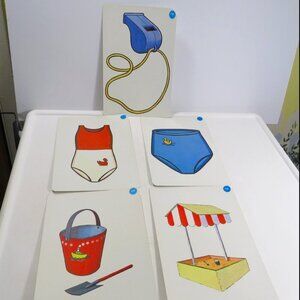 Peabody Vintage 1960s Sand, Beach & Bathing Suits (5) cards Vintage Artwork